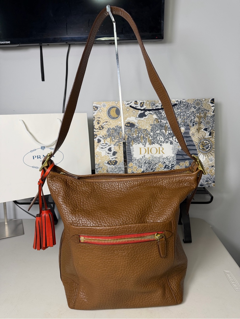 Coach Legacy Duffle Bleecker Shoulder Bag 19913 Cognac Pebbled Leather